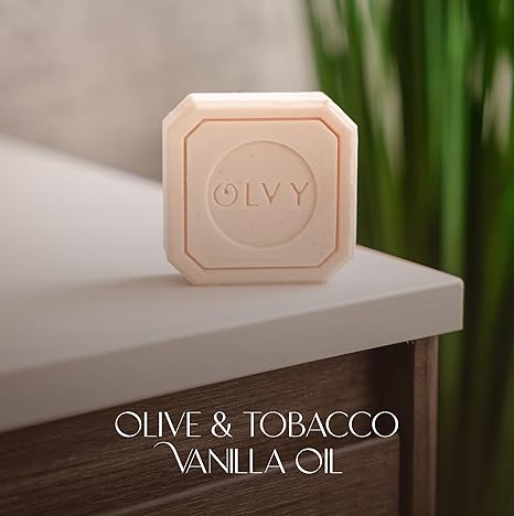 Olvy Original Olive Oil Bar Soap, 3.5 oz, Moisturizing for Dry & Sensitive Skin, Vegan, Natural Inspired by Traditional Palestenian Soap (Olive and Tobacco Vanilla Oil)