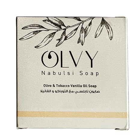 Olvy Original Olive Oil Bar Soap, 3.5 oz, Moisturizing for Dry & Sensitive Skin, Vegan, Natural Inspired by Traditional Palestenian Soap (Olive and Tobacco Vanilla Oil)