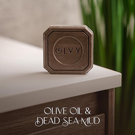 Olvy Original Olive Oil Bar Soap, 3.5 oz, Moisturizing for Dry & Sensitive Skin, Vegan, Natural Inspired by Traditional Palestenian Soap (Olive Oil and Dead Sea Mud)