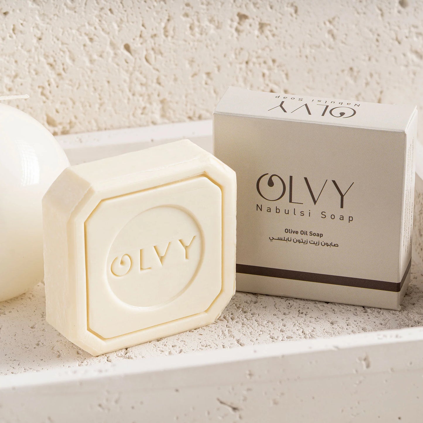 Olvy Original Olive Oil Bar Soap, 3.5 oz, Moisturizing for Dry & Sensitive Skin, Vegan, Natural Inspired by Traditional Palestenian Soap {Original Olive Oil (Unscented) Price}