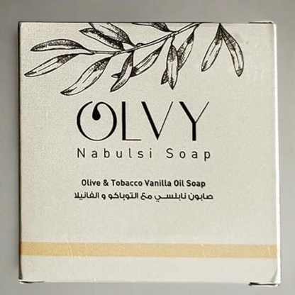 Olvy Original Olive Oil Bar Soap, 3.5 oz, Moisturizing for Dry & Sensitive Skin, Vegan, Natural Inspired by Traditional Palestenian Soap (Olive and Tobacco Vanilla Oil)