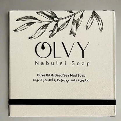 Olvy Original Olive Oil Bar Soap, 3.5 oz, Moisturizing for Dry & Sensitive Skin, Vegan, Natural Inspired by Traditional Palestenian Soap (Olive Oil and Dead Sea Mud)