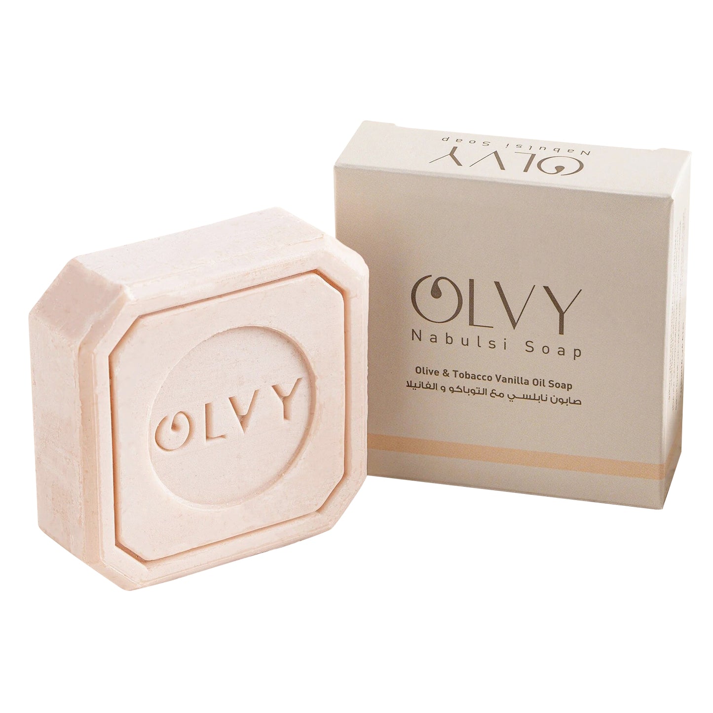 Olvy Original Olive Oil Bar Soap, 3.5 oz, Moisturizing for Dry & Sensitive Skin, Vegan, Natural Inspired by Traditional Palestenian Soap (Olive and Tobacco Vanilla Oil)