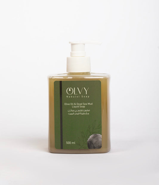 Olvy Nabulsi Pure Olive Oil Liquid Soap With Dead Sea Minerals - Hand and Body Wash - 16.9oz In Pump Bottle 100% Natural and Vegan